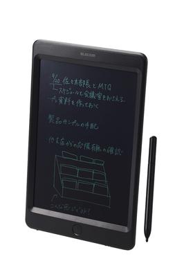 ELECOM Electronic Memo Pad with Erase Replaceable Vocabulary Writing Message Erasable Writing Black EP-08BK-AZ 8.5-inch Lock, One-Touch Function,