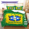 Brazil National Football Team Pattern Bedding,Quilt Set Quilt Cover Pillowcase Home Birthday Gift(1 * duvet cover + 2 * pillowcase, without core)