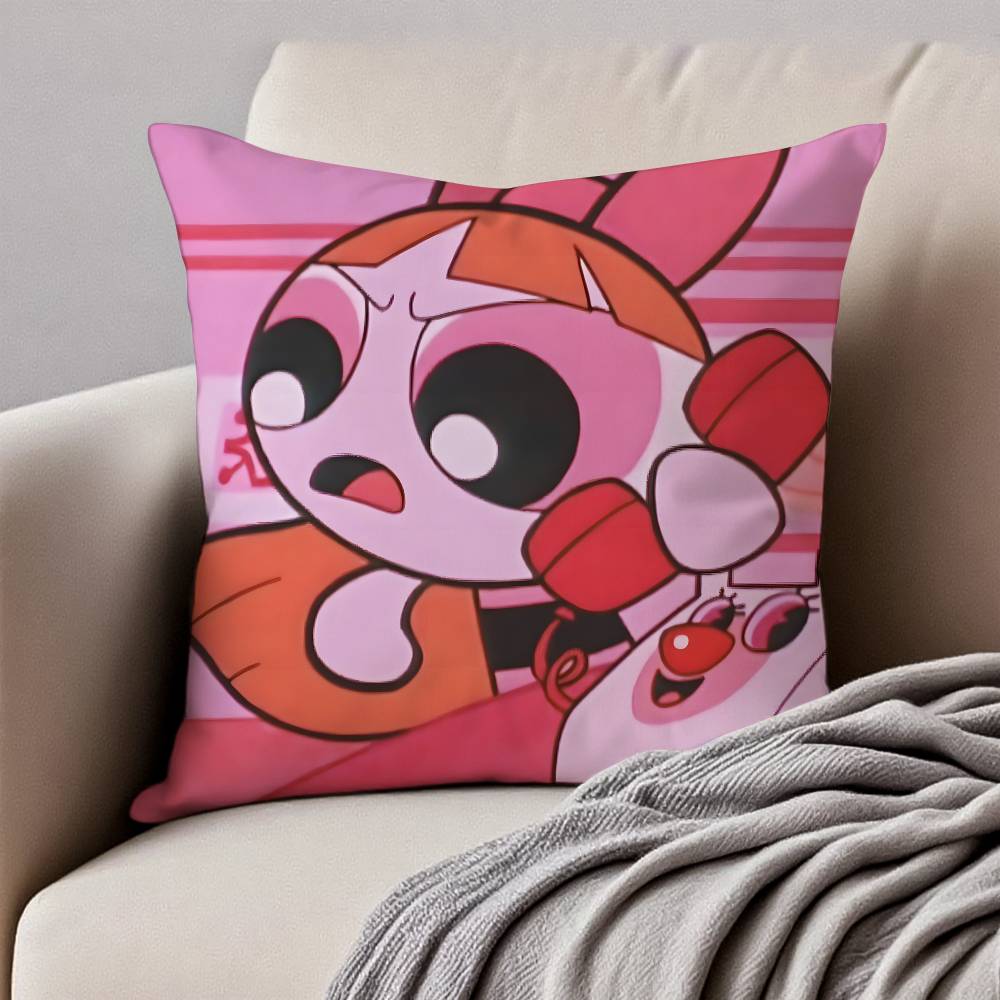 

T-The Powerpuff Girls Lucky Pillow Case Anti-dustmite Pillowcase Invisible Zipper Silky Short Plush Sofa Cushion Cover 12x12Inch