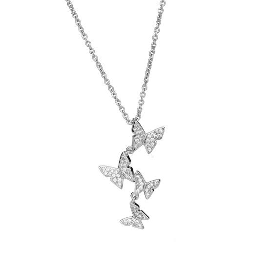 Butterfly Pendant Necklace Women Rhinestone Butterflies Necklace Elegant Clavicle Chain Birthday Anniversary Gift for Her