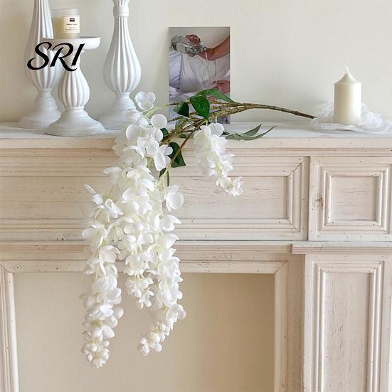Decorative Flowers Artificial Wisteria Flower Fake Hanging Vine with Long Stem Wedding Faux Bouquet for Tall Vase Home Party Decor Floral Arrangement