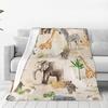 Cute Safari Animals Print Fleece Blanket Boho Nature Style Soft Warm Throw Interior Decoration Bedding Cover For Home50X60