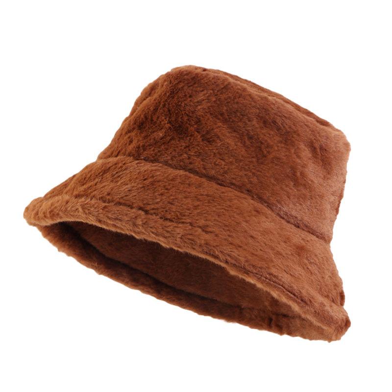 Simple and Versatile Autumn and Winter Imitation Rabbit Fur Basin Hat, Sun Hat, Outdoor Warm Bucket Hat JDPM-