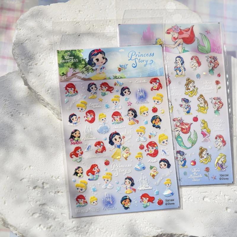 5D Disney Series Nail Stickers Mermaid Self Adhesive Nail Accessories Cartoon Characters Bright Colors Long Lasting Nail Parts