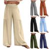 Women's Loose-fitting Wide-leg Pants, Casual Loose-fitting Pants, High-elastic Waistband, Long Pants With Pockets
