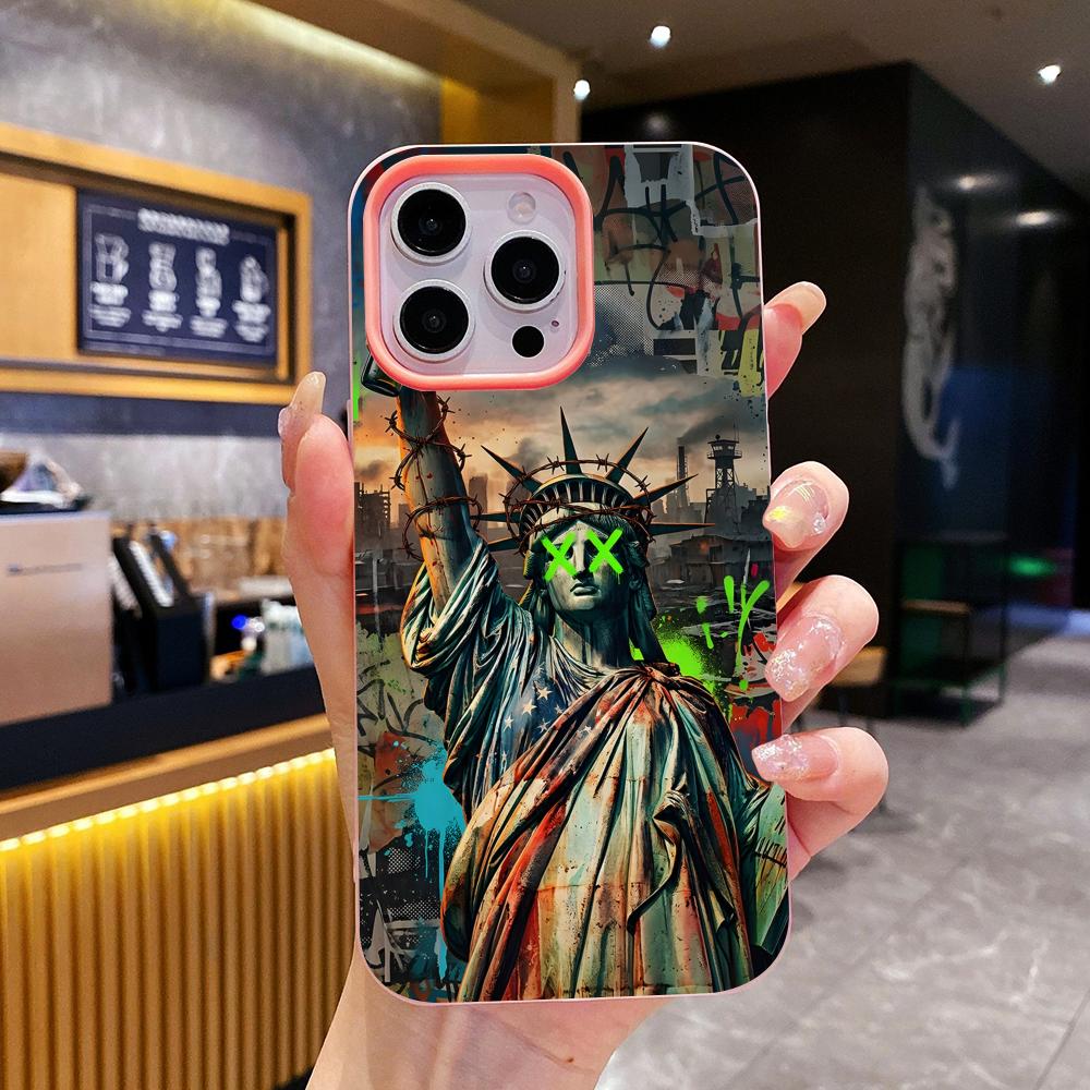 Graffiti Art Jelly Double layer Pink Mobile Phone Case for iPhone 17 16 15 14 13 12 11 Air Pro Max Plus Protective