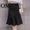 Woman's Half-Length Pleated Wrap The Buttocks Skirt Lace Medium Length Split Fishtail Skirts Spring and Autumn