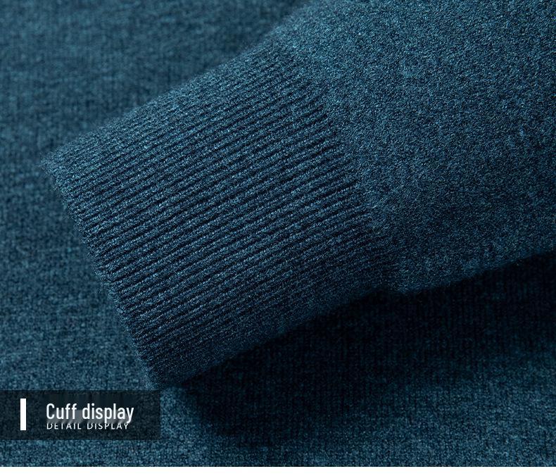 Men's Middle-Aged Casual Zipper Stand Collar Thickened Plus Velvet Base Layer Sweater - 2025 Autumn/Winter Collection