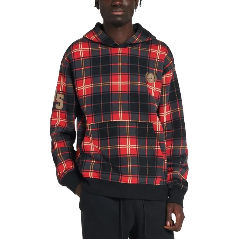 

Jordan Letter Print Plaid Hoodie Long Sleeve Sweatshirt Men sweatshirt Red DV1578-612 M