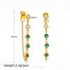 Fenny 18K Gold-plated No Fade Fashion Clear&Green Zirconia Tassel Chain Hoop Earring Trend for Women Ladies Jewelry