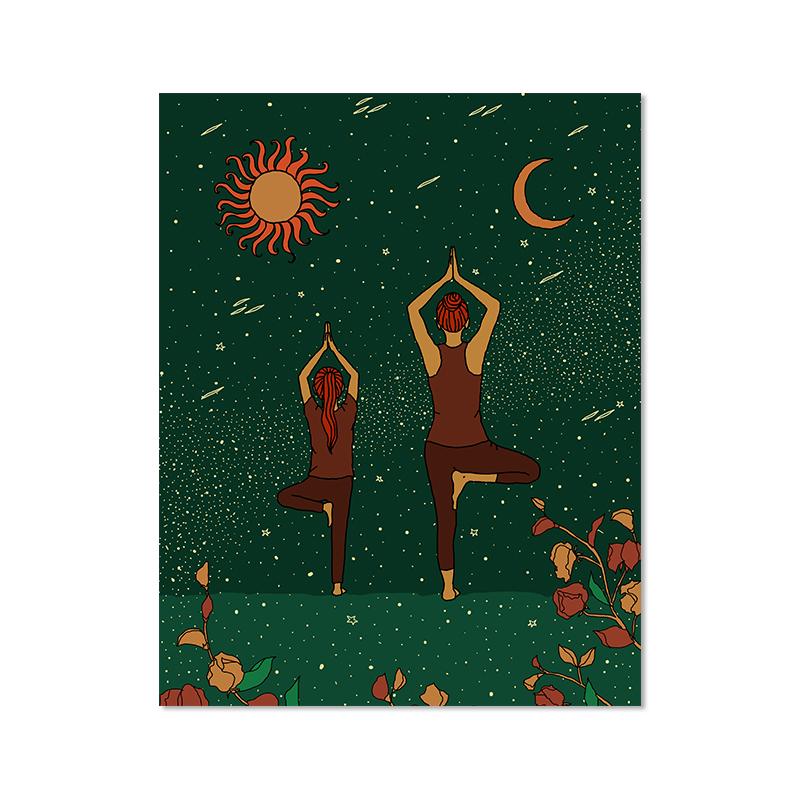 

Yoga Meditation Girl Pose Posters Inhale Exhale Canvas Painting Yoga Room Wall Art Decor Pictures Girls Fitness Gift Gym Prints 21cm×30cm NoFrame