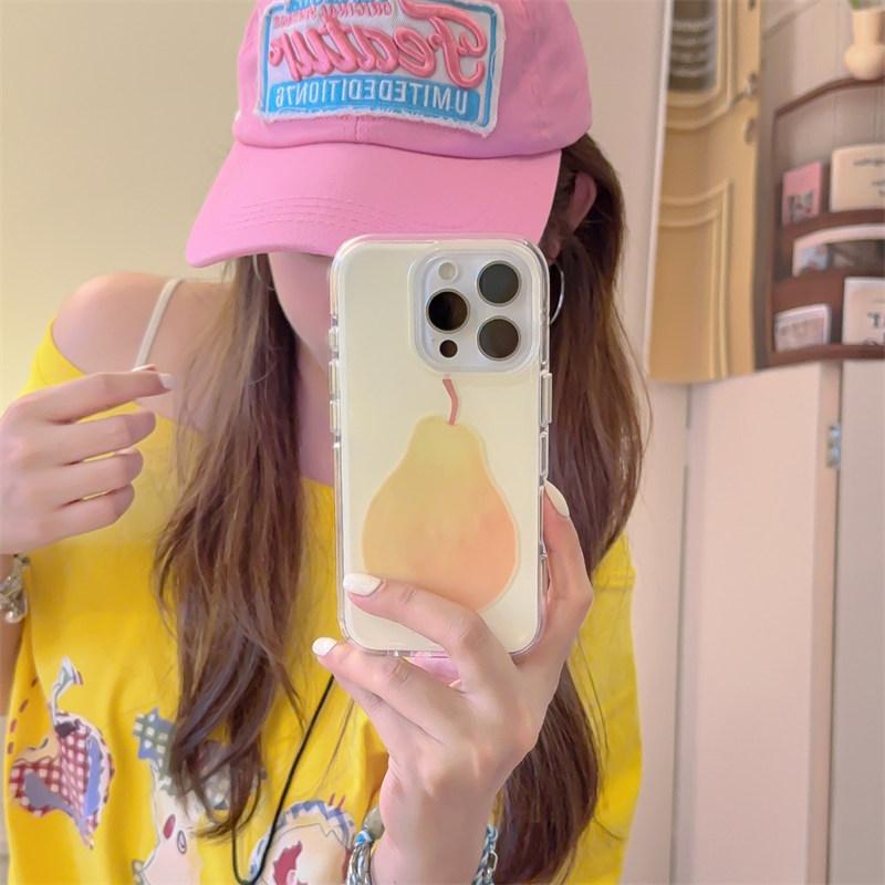 ins fruit apple pear watermelon coconut Phone Case for iPhone 16 15 14 13 Pro Max  Silicone shockproof and drop-proof cover