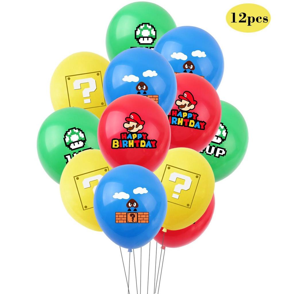 Super Mario Happy Birthday Party Deko Zubehör Banner Ballon Kuchenaufsatz