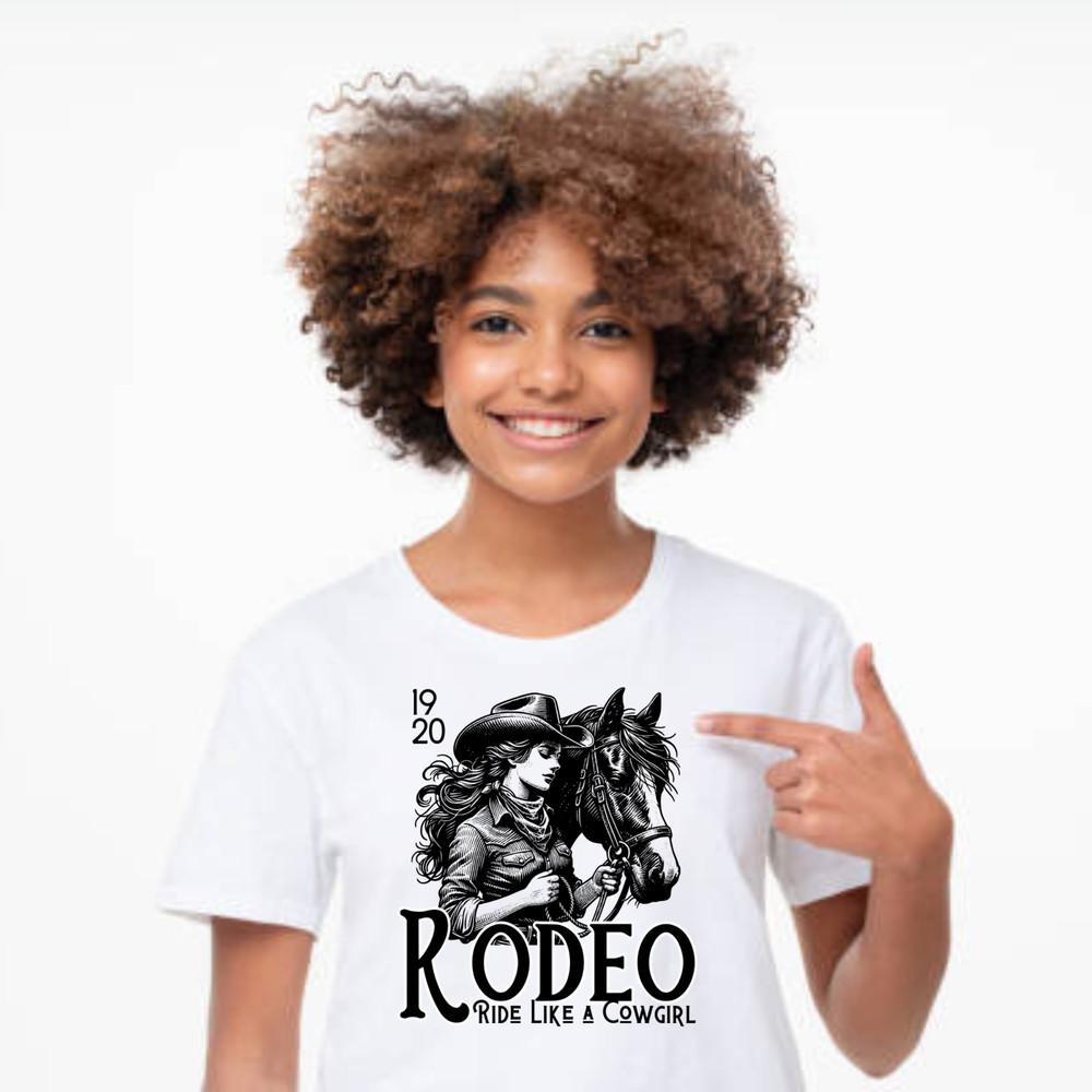 

Rodeo Ride Like A Cowgirl T-Shirt , Vintage Grunge Rodeo Graphic Tee M