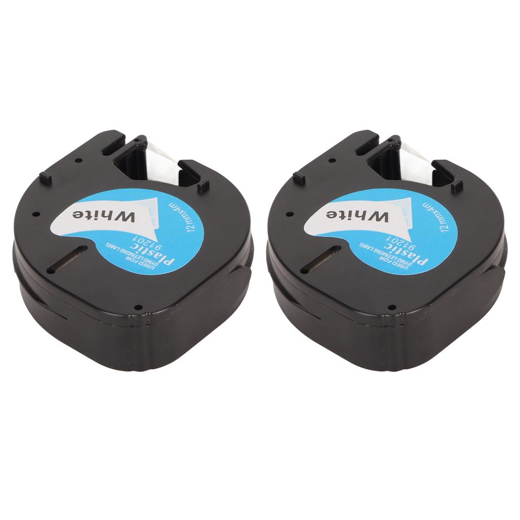 Fita para etiquetadora 2Pcs 12mm de largura 13 pés de comprimento à prova d'água resistente a óleo preto no branco fita para etiquetadora L