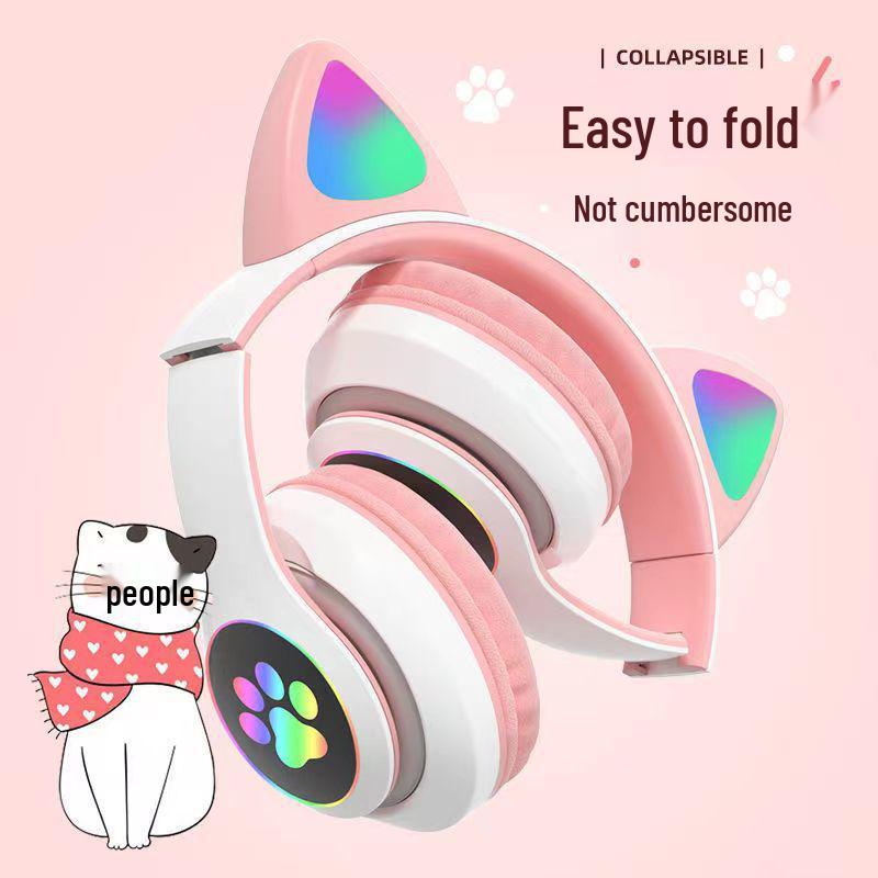 Luminous Cat Ear Bluetooth Headphones - Wireless Over-Ear with Ultra-Long Battery Life