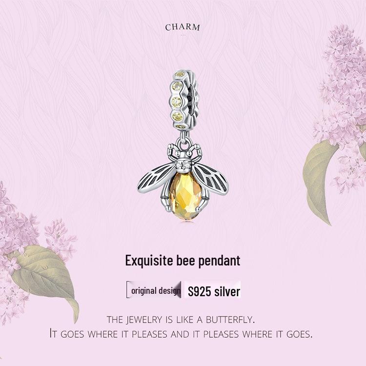 Sterling Silver S925 Bi Hänge Armband med Bikaksmönster Zirkon Accenter