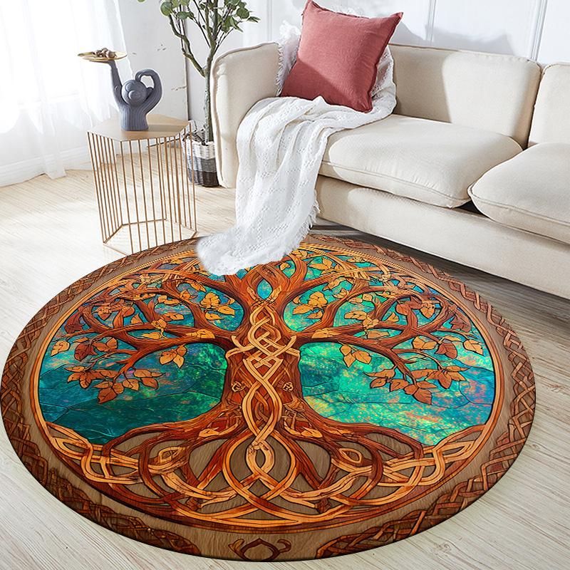 

Plants Round Area Rug,Carpet Rug for Living Room Bedroom Sofa Playroom Decor,Non-slip Floor Mat 80cmx80cm