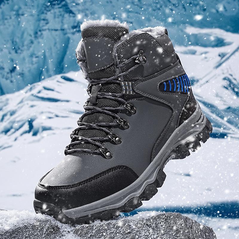 Stivali da Neve Invernali Caldi da Uomo Taglia Larga Leggeri per Pesca Escursionismo Suola Morbida Pelliccia Imbottiti Foderati Antiscivolo Resistenti all'Usura Casual Sportivi in Cotone
