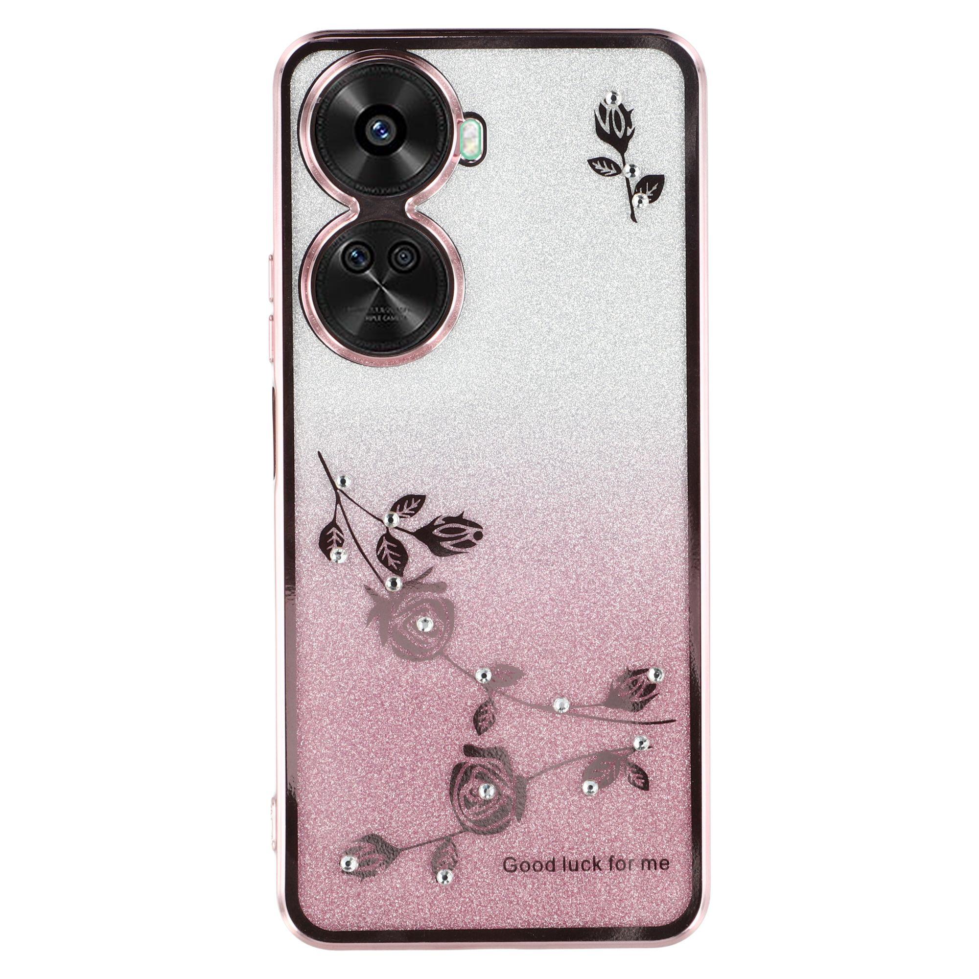 

KADEM For Huawei nova 11 SE/nova 12 SE 4G Cell Phone Case Flower Pattern TPU Gradient Back Cover Rose Gold