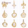 Fashion 18K Gold Plated Inlay Zircon Shell With Star Pendants For Necklace Making,Natural Shell Charms DIY Handmade Jewelry