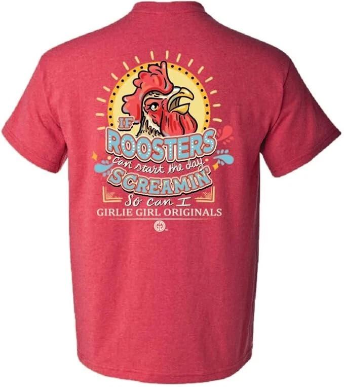 Girlie Girl Originals-Rooster Screamin  Women s Short Sleeve T-Shirt, Size Large S
