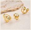 Luxury 18K Gold Plated Open Wrap Ring, Abstract Swirl Pearl Adjustable Minimalist Stainless Steel Jewelry Gift for Women