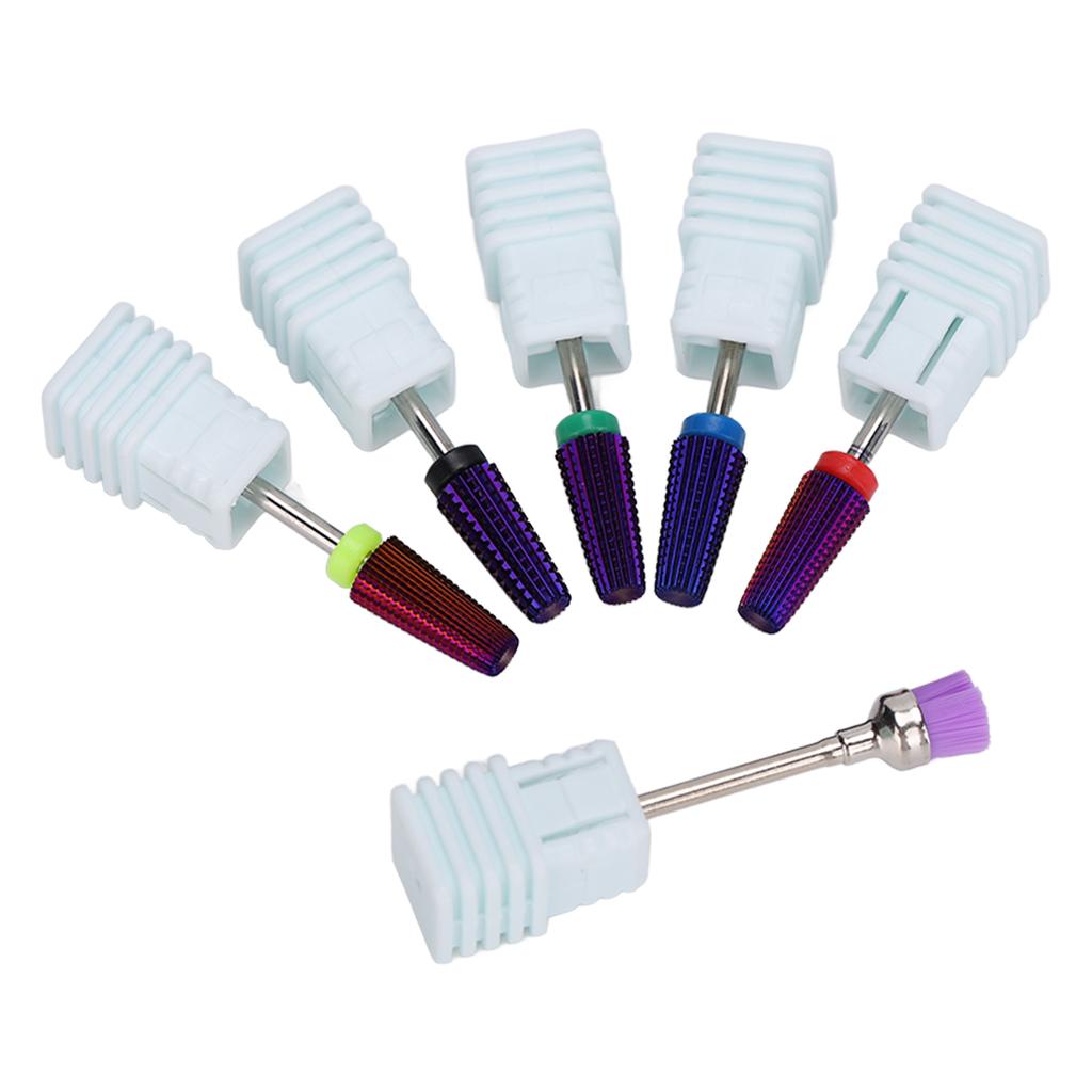 Nail Drill Bits Set Tungsten Steel Gel Polish Removal Dust Brush Nail Polishing Grinding Head