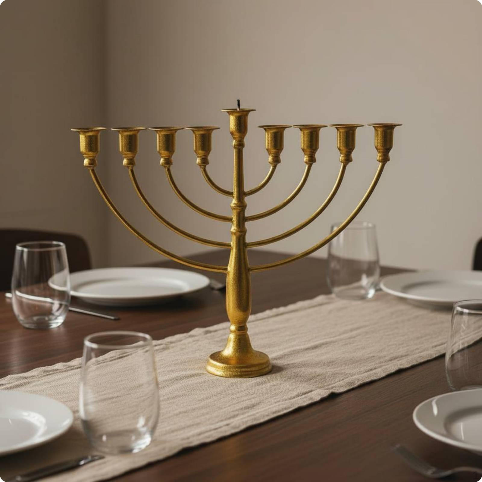 Hanukas Menora Vintage 9 svečturu konfigurācija