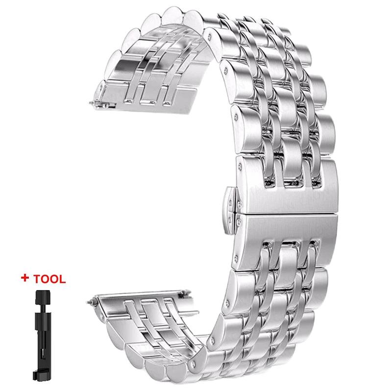 22mm 20mm Stainless Steel Strap For Samsung Galaxy Watch 7 6 4 5 45mm Gear S3 46mm 42mm Active2 40 44mm Band for Amazift BIP 2 GTR Metal Bracelet