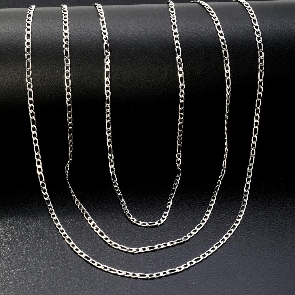 Gold Plated PVD 18K Figaro Chain Necklace Female Stainless Steel Solid Link Choker Necklace Layered Women Girls 14" 18" 20" 24"