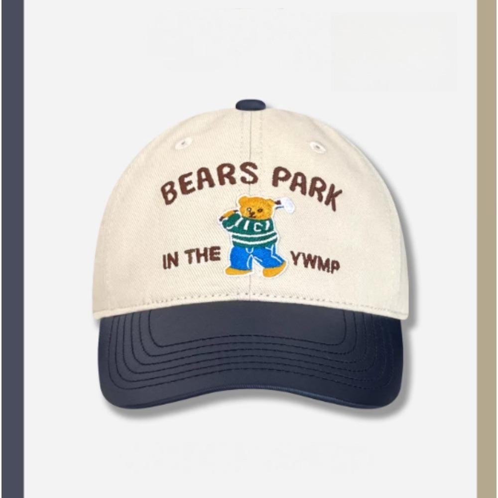 

Korean Fashion Cotton Baseball Cap for Men Women, Embroidery Letter Bear Classic Color Block, Perfect for Outdoor Daily Wear бежевый