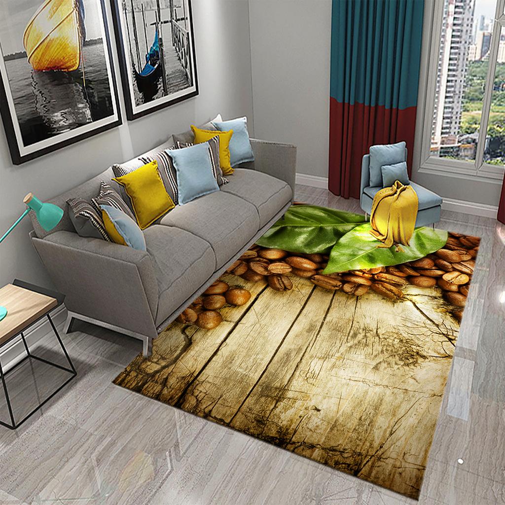 3D Print Coffee Breakfast Theme Carpet Creative Carpet Rug Living Room Bedroom Decor Kitchen Bathroom Non Slip Floor Mat Gifts