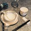 ZHEBU European Gold Rim Bone China 4-Piece Tableware Set