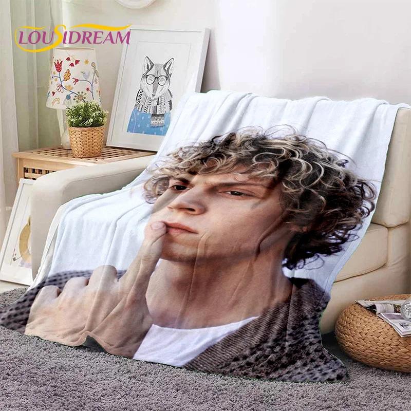 Latest Cute Evan Peters TV Actor Soft Flannel Blankets,Throw Blanket Comfortable Blanket for Picnic Beds Sofa Home Bedroom Gifts 75x90cm