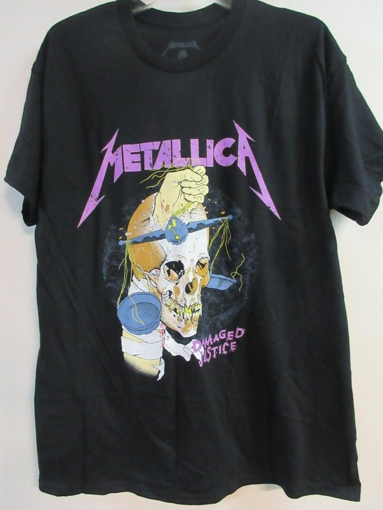MERCHANDISING OFICIAL DE METALLICA 2023 DAMAGED JUSTICE BANDA MÚSICA Camiseta Unisex GRANDE
