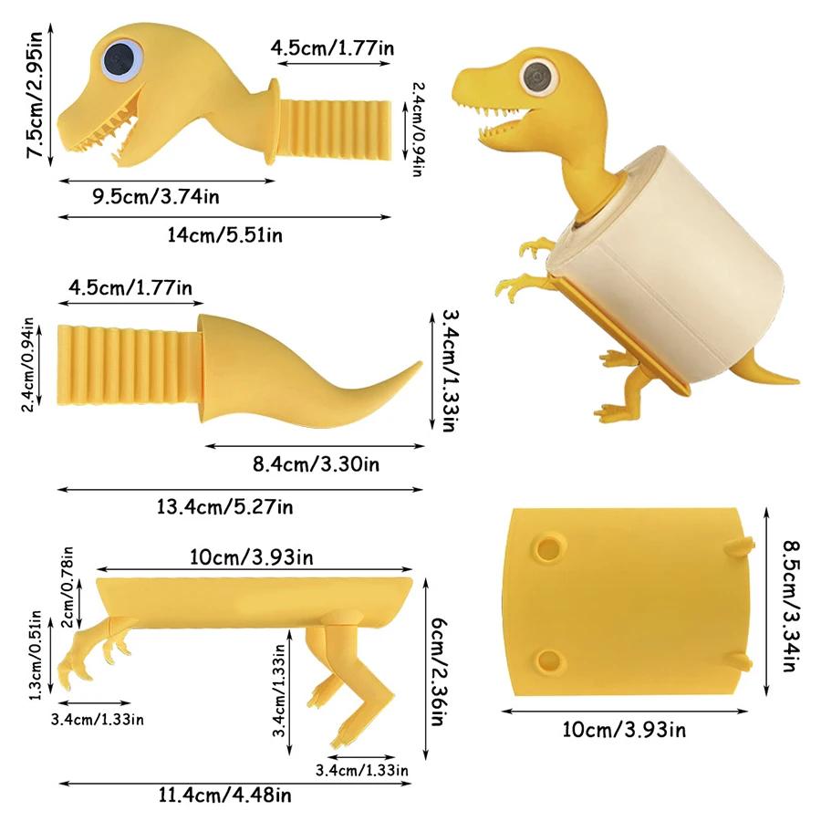 3D tištěný držák na toaletní papír s dinosaurem - Kreslený stojan na papírové utěrky z PLA, Odolný a praktický držák na kapesníky do kuchyně/koupelny