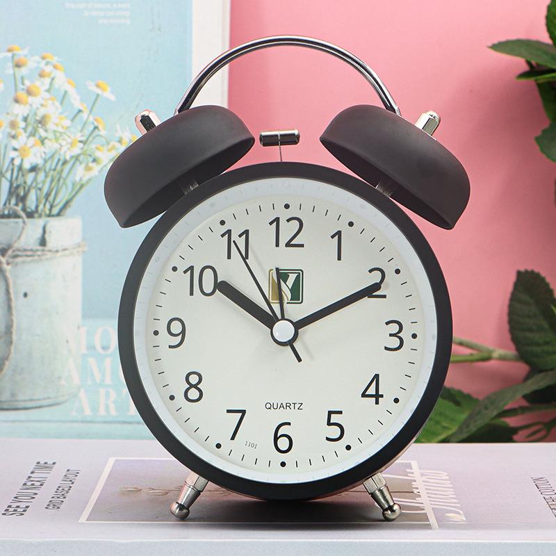 Students Use Alarm Clock To Creative Personalized Bedroom Metal Silent Children's Bedside Luminous Bell Ringing Clock Simple Nordic Style