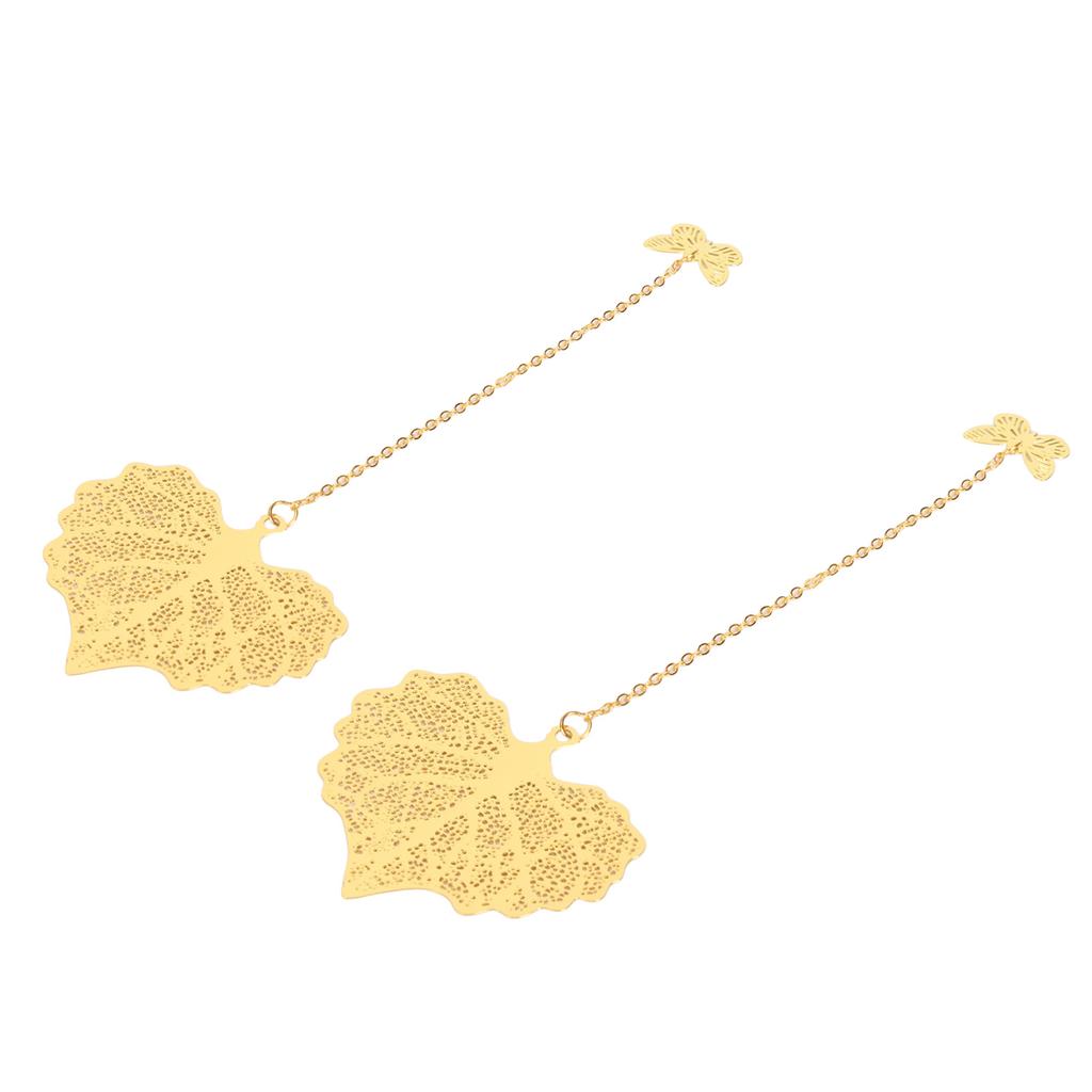 2pcs Leaf Vein Bookmark Metal Ingenious Vintage Thin Lightweight Hollow Leaf Bookmark for Household