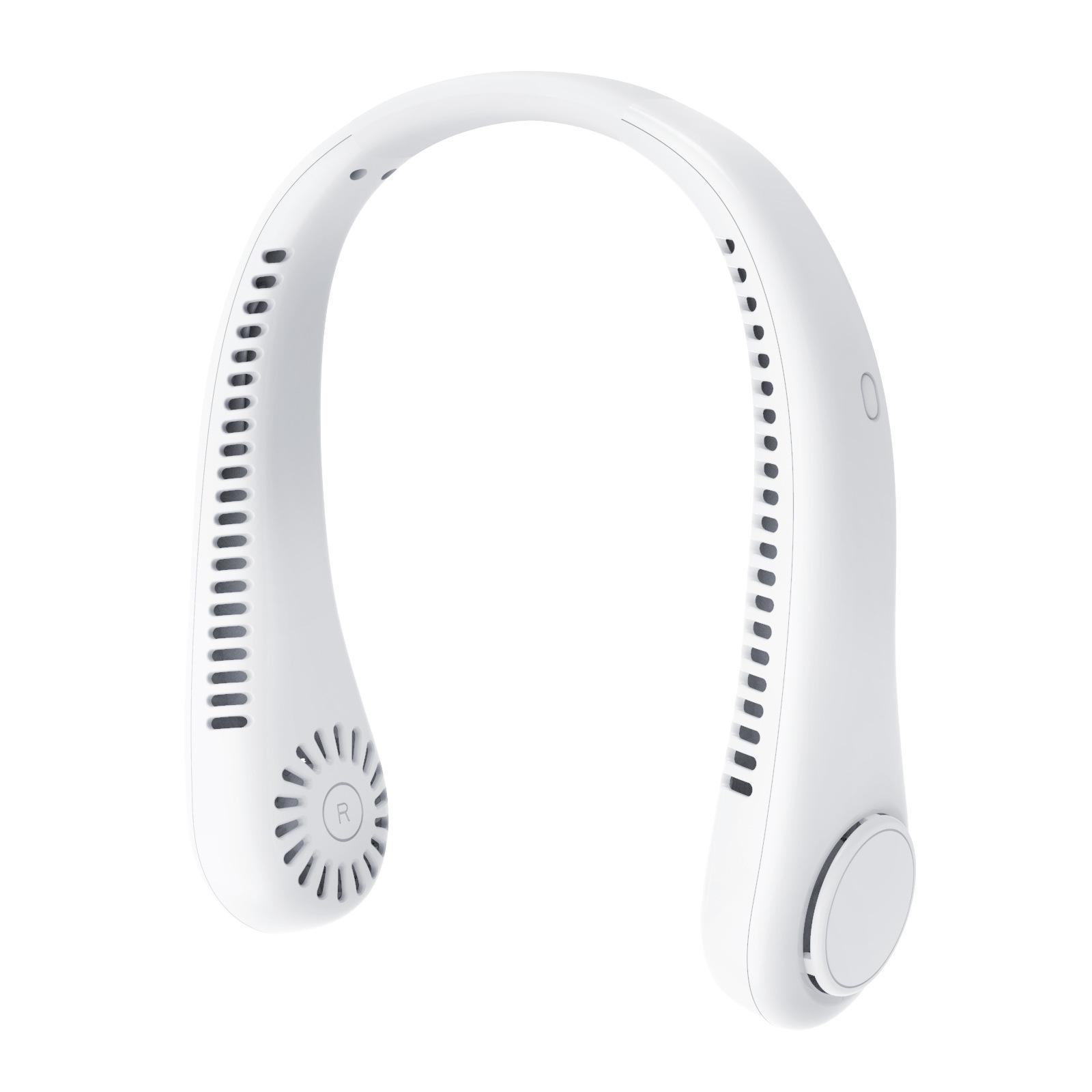 Portable USB Rechargeable Hanging Neck Fan – Compact Mini Fan for Outdoor Use Leafless Hanging Neck Fan
