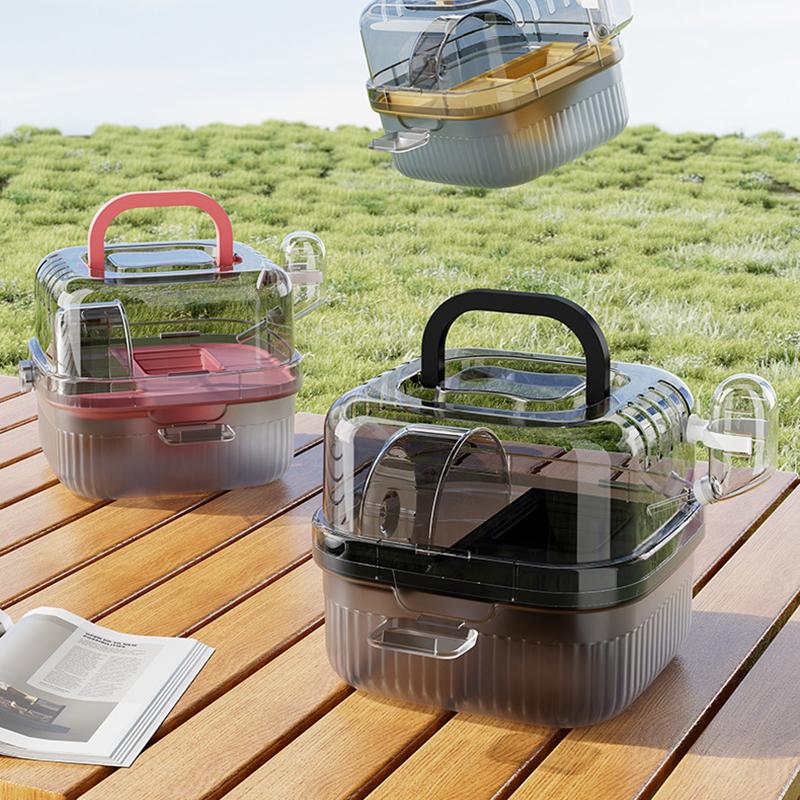 Hamster Cage Out Portable PP Semi-transparent Running Wheel Cage Large Space Hamster Cage Pet Supplies With Water Feeder Bottle