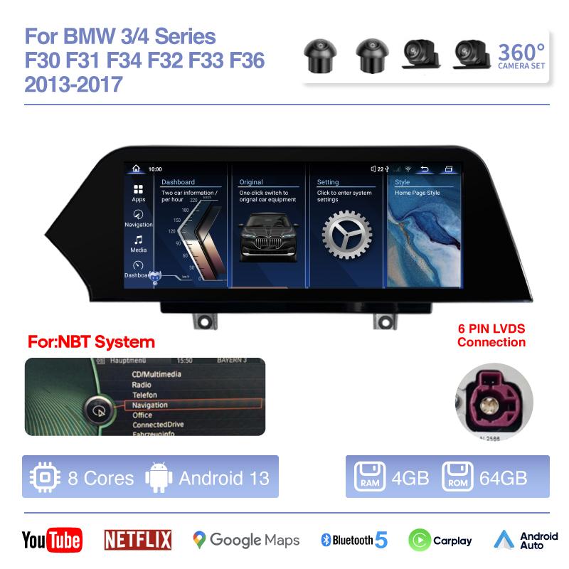 10.25" Car Multimedia Player For BMW 3/4 Series F30 F31 F32 F33 F34 2013-2017 GPS Navigation Carplay 4G 360 Original NBT System