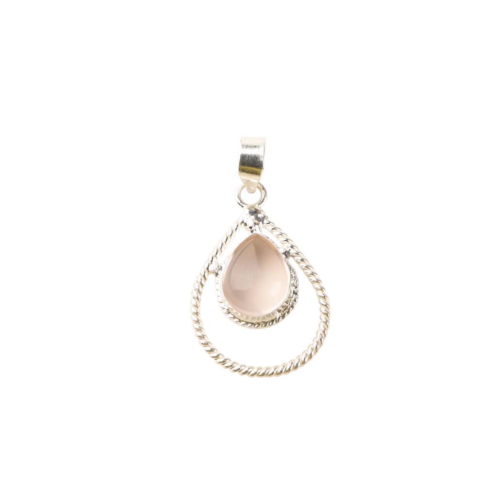 Natural Rose Quart Gemstone 925 Sterling Silver Jewelry Handmade Women Pendant PP-49-24
