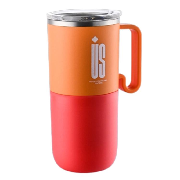 

Elegant 600ML Stainless Steel Drinkware Double Walled Insulation Drinking Cup With Leakproof Lid For Tea Coffee мандариновий/червоний