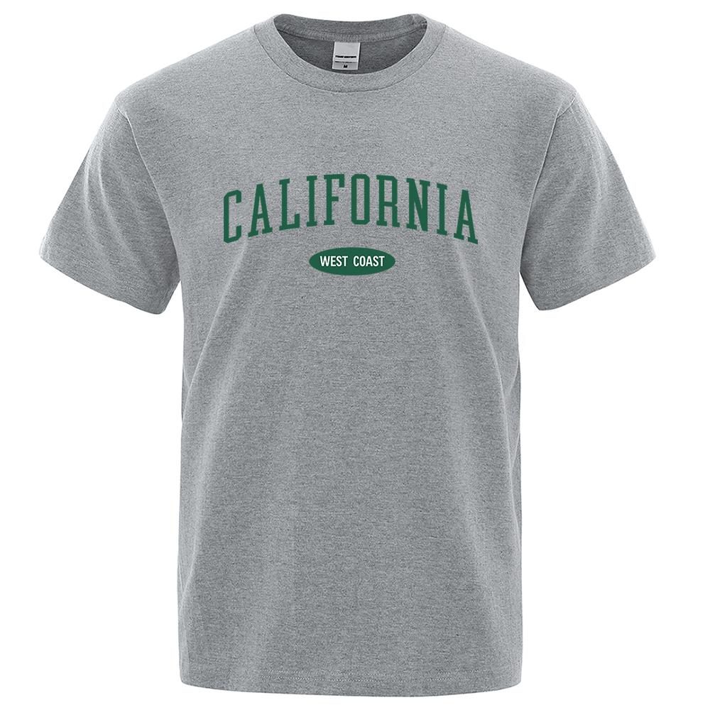 California West Coast Street Letter T Shirt Men  O-Neck Tshirts Summer Cotton Tops Fashion Loose Street Hip Hop T-Shirts
