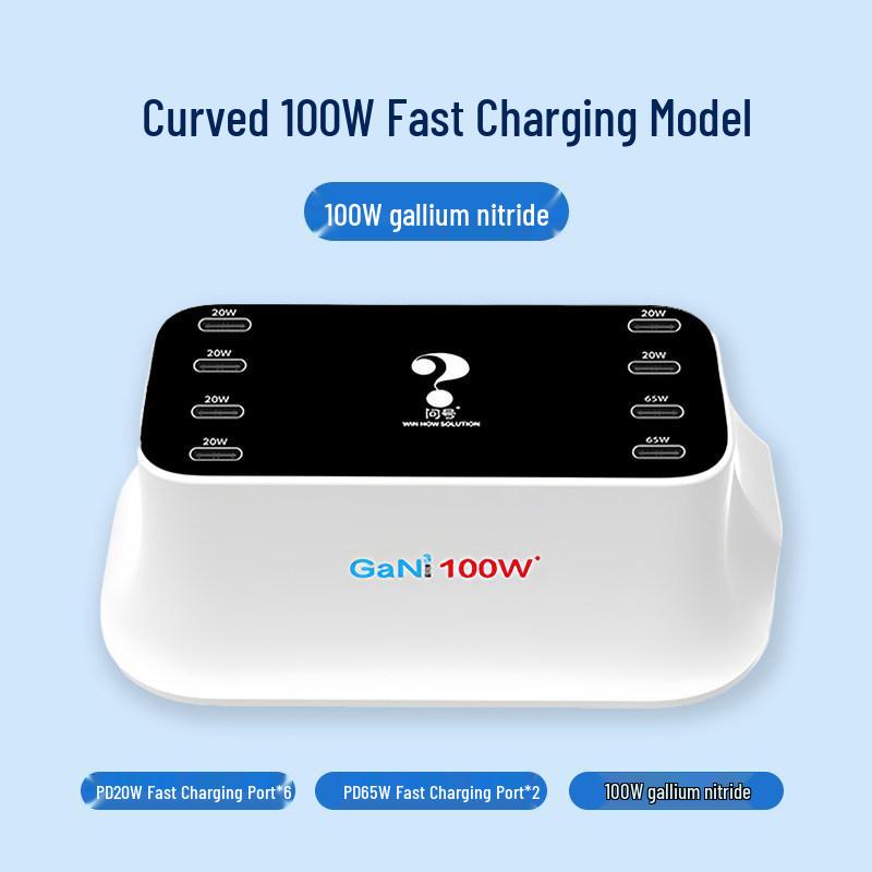 Multi-Port USB Charger with PD Fast Charging, Digital Display, 8 Ports & Multiple Interfaces
