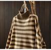Women's Retro Striped Color Block Half High Neck Sweater - Loose & Casual Knitwear for Autumn/Winter 2026.
