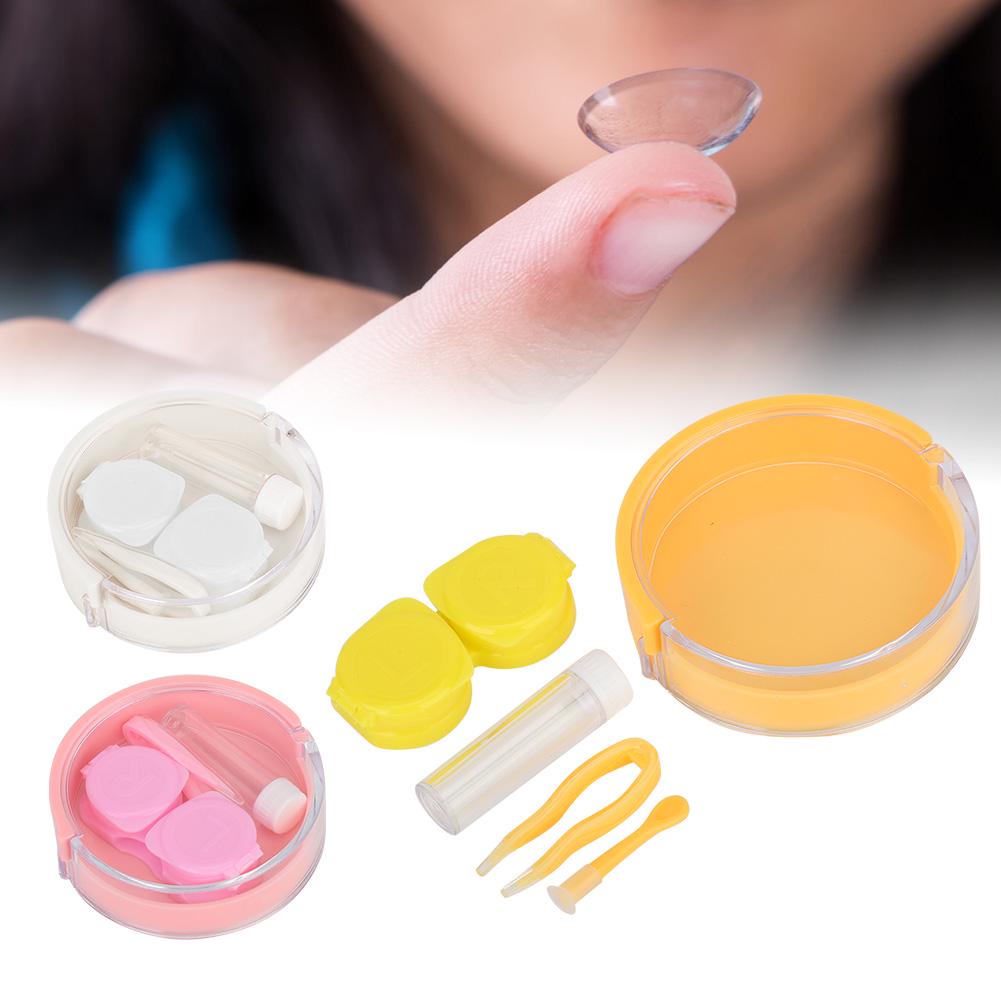 Portable Round Transparent Cover Contact Lenses Storage Box Case Container Holder