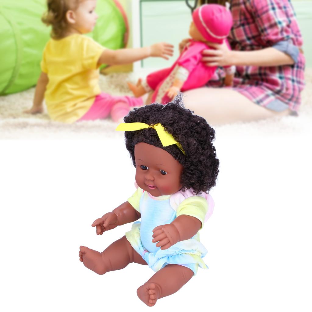12 Inch Lovely Simulated Black Girl Doll African Baby Doll Kid Toy Birthday Gift