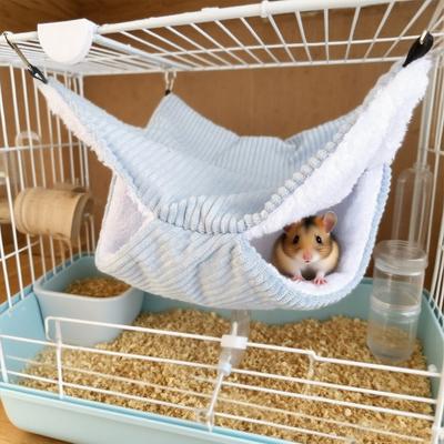 1 PC Hammock Rat Double Thick Plush Winter Warm Bed for Hamster House Nest Sleeping Bag Hanging Tree Bed Guinea Pig Pet Supplies